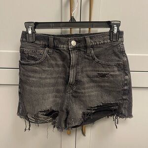 American Eagle Highest Rise Festival Shorts Black Distressed Denim Size 00